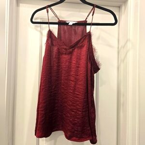 Nine West Satin Lace Trim Racerback Camisole